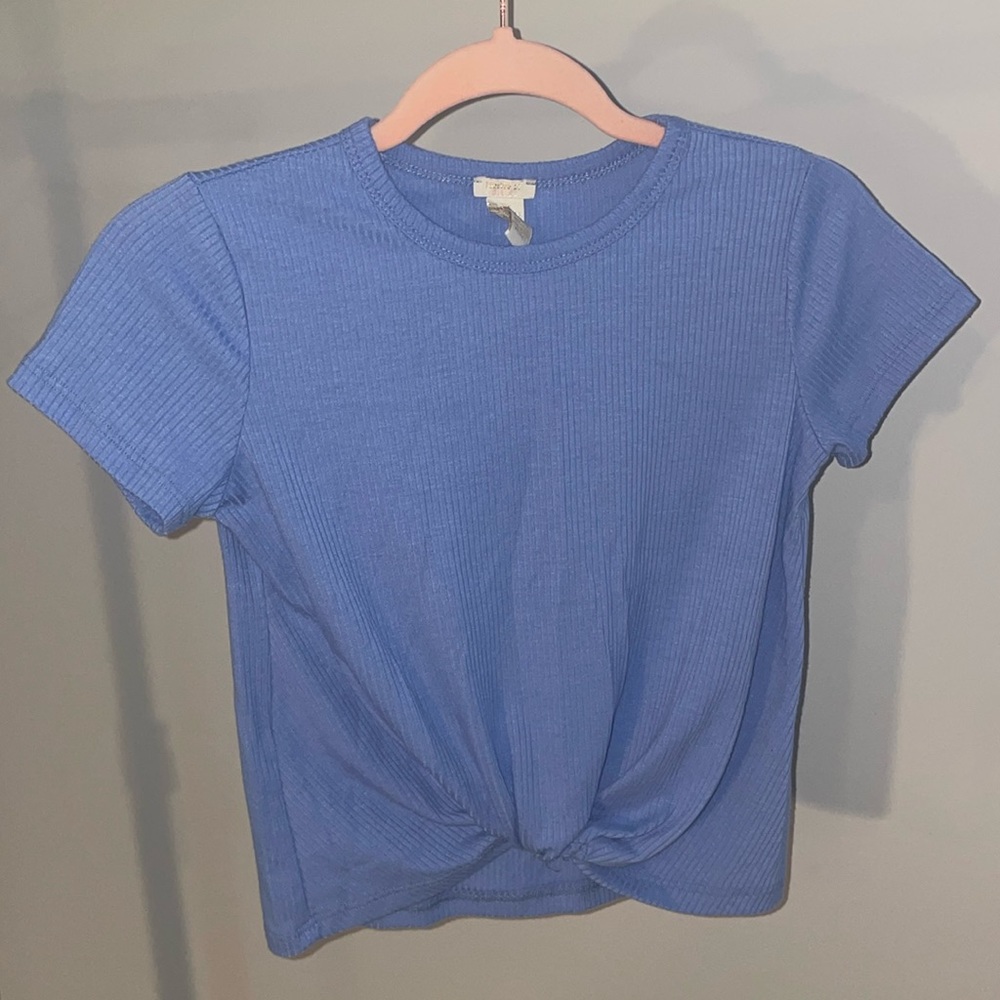 Forever 21 girls 11/12 blue tie front shirt